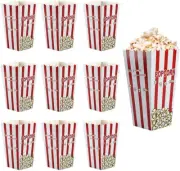 10 Pcs Popcorn Boxes,Large Capacity Popcorn Containers, Popcorn Boxes Red & Whit
