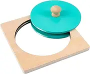 Interactive Baby Mirror Toy, 5.9x5.9 Inch Montessori Wooden Knob Puzzle for Colors and Shapes Learning (3+ Years)