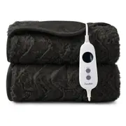 Dreamaker 500gsm Faux Fur Electric Heated Throw Blanket [180x200cm] (Charcoal)
