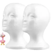 2PCS Female Foam Mannequin Head Wig Hat Display Model Wigs Holder Stand