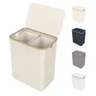 Lonbet - Double Laundry Hamper with Lid Cover - Bamboo Dual Section Laundry B...