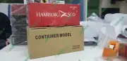 Hamburg Sud 1:20 20ft Shipping Container Model ABS Resin & Wood New Box
