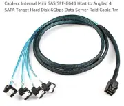Mini SAS SFF-8643 to Angle 4x SATA 7Pin Raid Server Cable 50cm For LSI 9300-8i