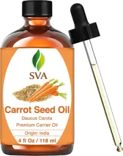 SVA Carrot Seed Oil - 4 Fl Oz – 100% Natural Cold Pressed Carrot Oil - for Face,