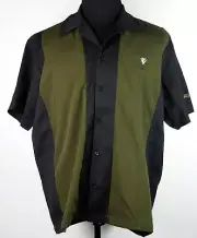 NEW NWT House Of Blues Black & Olive Green Button-Front Martini Lounge Shirt L