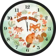 Personalized Clock -Fox Clock, Kids Room, Woodland Animals, Nursery,