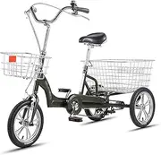 Tricycle for Adults, Three Wheel Cruiser Bike Adjustable H&Lebars Adult Tricycle with Shopping Basket 3 Wheel Bikes for Recreation Shopping L125CM*H108CM