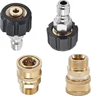 Pressure Washer Quick Connect Fittings, M22 15mm to 3/8 Inch Quick Connect Kit, Pressure Washer Hose Adapter, 4 Pieces