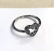 Pandora Disney Mickey Mouse Silhouette Ring #190957CZ +HINGED BOX +POLISH CLOTH