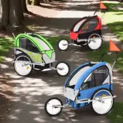 Kid Bicycle Stroller 3-Wheel Foldable Bike Trailer Lightweight Portable Stroller