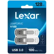 Lexar JumpDrive V100 USB 3.0 Flash Drives, 128GB, Gray, Pack Of 2 Flash Drives