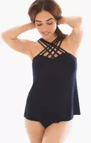 NEW MAGICSUIT MIRACLESUIT TANKINI (only) Morgan Solid Black Size 8 New with Tags