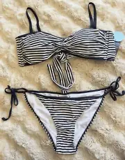 Regatta Outdoors Blue White Stripe Swim Bikini Size 14 aus NWT Oceana Bikini 2pc
