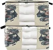 Double Dragon Sword Comforter Storage Bags with Zipper, Organizing Closet Containers, Storage Bags with Handles