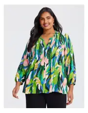 [Taking Shape] Natural Novella Pintuck Shirt in Print