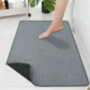 17"x30" Ultra Thin Gray Bathroom Rugs,Low Profile Grey Bath Mat Non Slip Fit ...