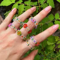 在飛比找ETMall東森購物網優惠-Elastic crystal bead ring flow