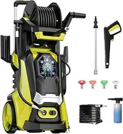 5000 PSI-Max 3.6 GPM Electric Pressure Washer - Adjustable Pressure Touch Screen, 4 Nozzles & 500ml Foam Cannon, Cleaning for Yard Yellow