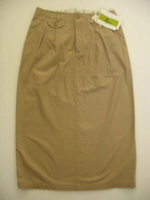 Vintage Liz Claiborne Lizsport Khaki Skirt Long Modest NOS 10 Pleated Deadstock