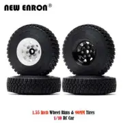 1.55 Rubber 90mm Tires Wheels Rim for 1/10 RC4WD TF2 Tamiya LC80 MST JIMNY Axial