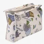 Blue Blossom Craft Tote: Elegant Fabric Storage Bag with Handle for Knitting Nee