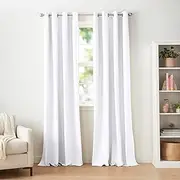 Amazon Basics Room Darkening Blackout Window Curtains with Grommets - 132 x 244 cm, White, 2 Panels