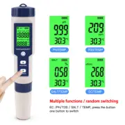 Water Quality Tester 5 In 1 TDS/EC/PH/Salinity/Temperatur Meter Digital Pen