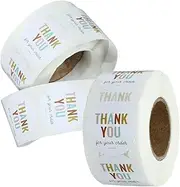VILLFUL 2 Rolls Thank You Stickers of Decorative Sealing Stickers for Present Wrapping Self Adhesive Labels for Packaging for Expressing Gratitude Any Occasion