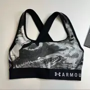 Under Armour Black & Gray Marble Pattern Crossback Sports Bra, Size XS, NWT!