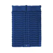 Double Self-Inflating Camping Mat - Navy Blue, 2-Person Travel Bed with Pillow