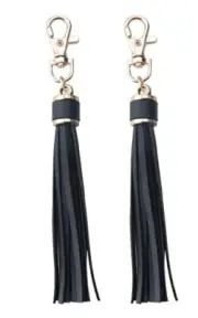 2 Pcs Leather Tassels with Lobster Clasps Swivel Keychain Metal PU Black