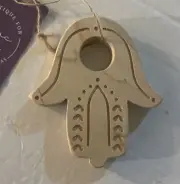 Hardwood Hamsa Teether Baby Gift Shower Natural Easy Hold Basket