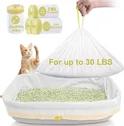 ELEGX 80 Count Litter Box Liners,HDPE Material 3MIL Extra Thick Heavy Duty 46" x 18" Jumbo Drawstring Cat String Liners,Compatible with Nature's Miracle/Petmate/Van Ness/IRIS,Tear & Leak Resistant