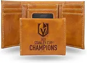 Rico Industries NHL Hockey Vegas Golden Knights 2023 Stanley Cup Champions Laser Engraved Tri-Fold Wallet - Men's Accessory