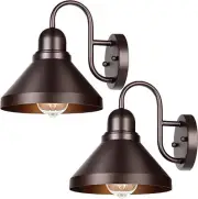 Brightever Gooseneck Porch Lights Outdoor, 2-Pack Farmhouse Classic, Brown
