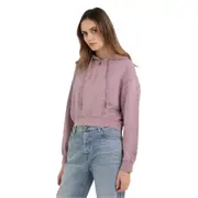 Replay Womens Fleece Cropped Hoodie Sweat Top ZZ Pink