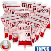 15PCS Blood Bags for Drinks, IV Bags for Halloween Party Cosplay Drink Pouch