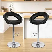 [ALFORDSON] 2X Bar Stool PU Leather Ovadia Swivel Kitchen Barstools in 53.5-74.5cm Adjustable Seat Height Home Bar Counter Dining Chairs with Footrest and Floor Protector (Black)