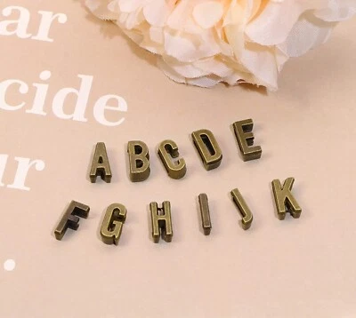 26 Alphabet Slide Charms Letter Beads Antiqued Bronze Full Set A-Z Bulk Jewelry