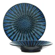 Japanese Curry Salad Pasta Shallow Dinner Bowl Porcelain 9.5"D x 2"H Tokusa Blue