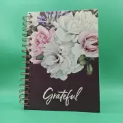 "Grateful" Journal Wine Floral Hardcover Spiral Lined Notebook By Votum NEW
