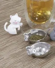 Cat Tea Infuser, Meow White Kitty Stainless Steel by Joie NIP