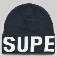 在飛比找Yahoo奇摩購物中心優惠-SUPERDRY 毛帽 Code Moutain 深藍底白字