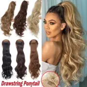 Extra Thick Curly Drawstring Ponytail Wavy Wrap Clip In Hair Extension As Human