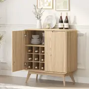 Wabi-Sabi 2 Door Compact Sideboard with Wine Racks - Elegant Storage for Dining & Living Rooms