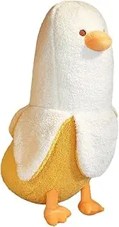 PEACHCAT Banana Duck Plush Toy Cute Plushie Hugging Plush Pillow Duck Stuffed Animal for Girls and Boys White 19.7"