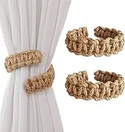 2 Pieces Woven Curtains Tiebacks, Unique Handmade Woven Curtain Tie Backs, Adjustable Woven Holdbacks Curtains Tiebacks, Decorative Curtain Braided Ties for Home Living Room