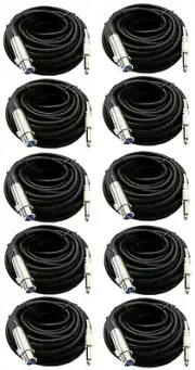 10 Lot 50Ft XLR 3-Pin Female to 1/4" Mono Plug Mic Microphone Audio Cord Cable