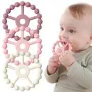 3 Pack Silicone Ring Teether Toys for Infants 0-24 Months - Purple, Pink, White