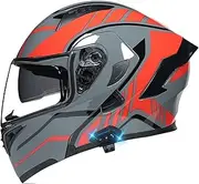 Bluetooth Modular Motorbike Helmet Full Face Flip-Up Motorcycle Helmet with Dual Visor Built-in Headphones for Adult Men Women Motocross Cruiser DOT/ECE Approved